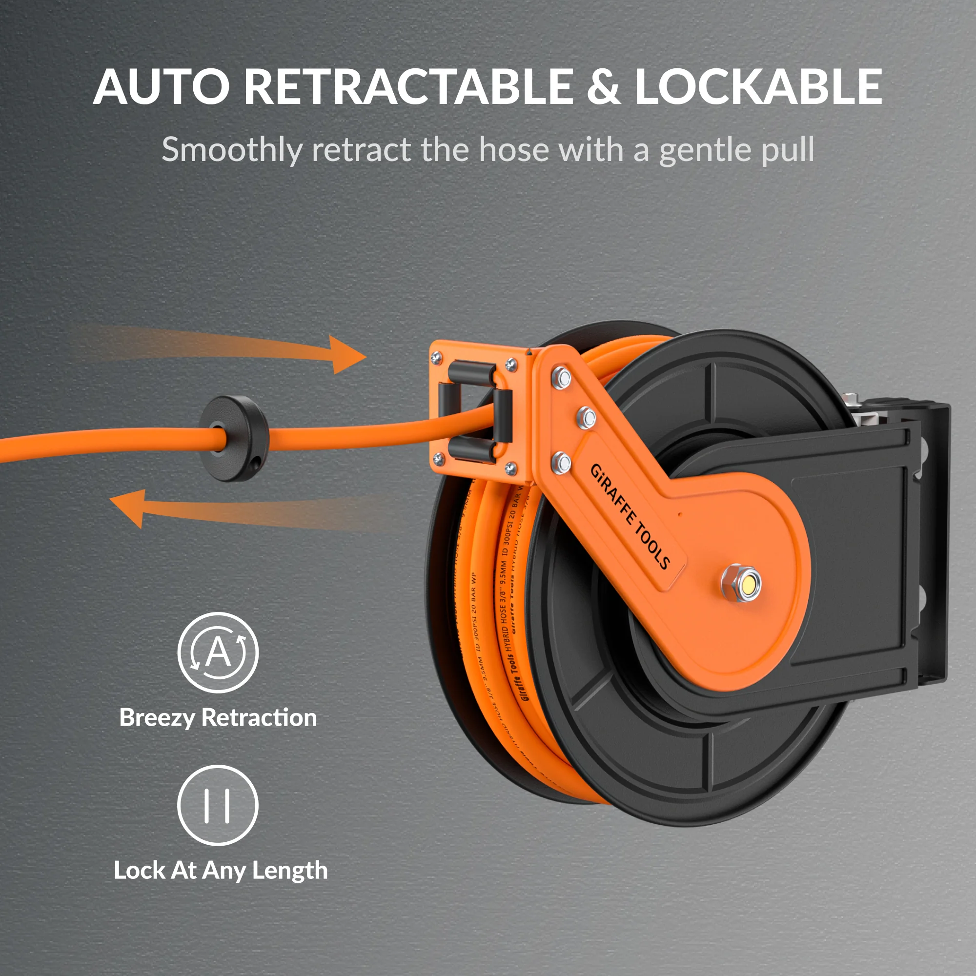 Retractable Air Hose Reel-Alloy Steel Reel-3/8in 25ft-50ft - Image 3