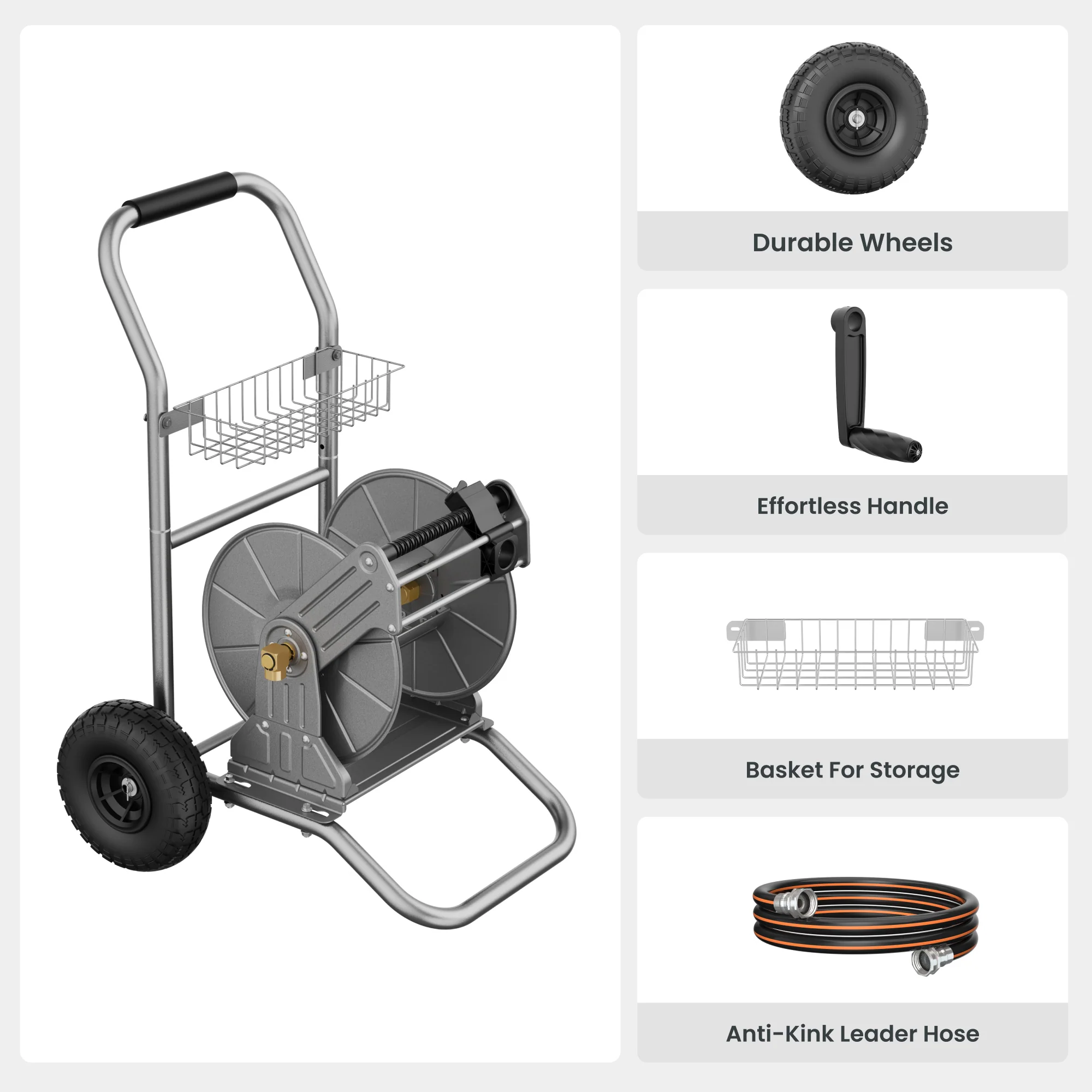 Garden Hose Reel Cart-2 Wheels-Metal-Heavy Duty - Image 4