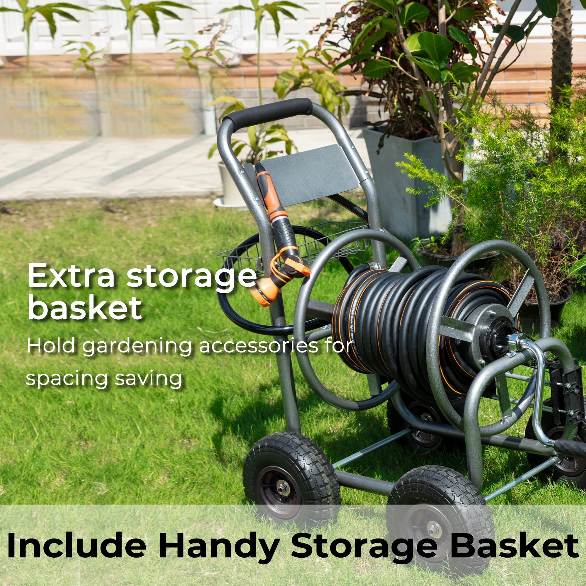 Garden Hose Reel Cart-4 Wheels-Heavy Duty - Image 3