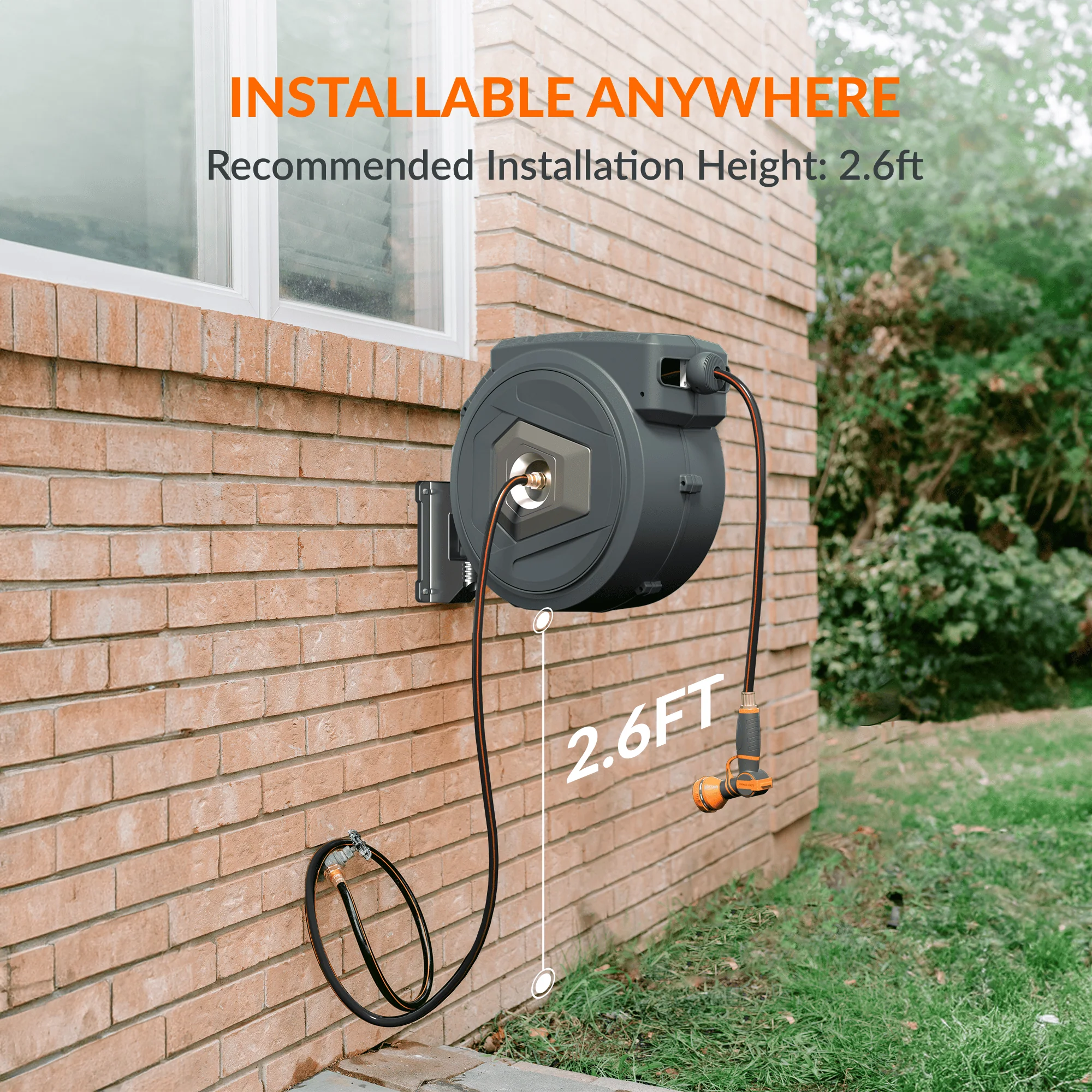 Premium Instant Glide Retractable Garden Hose Reel - Metal Bracket - Image 6