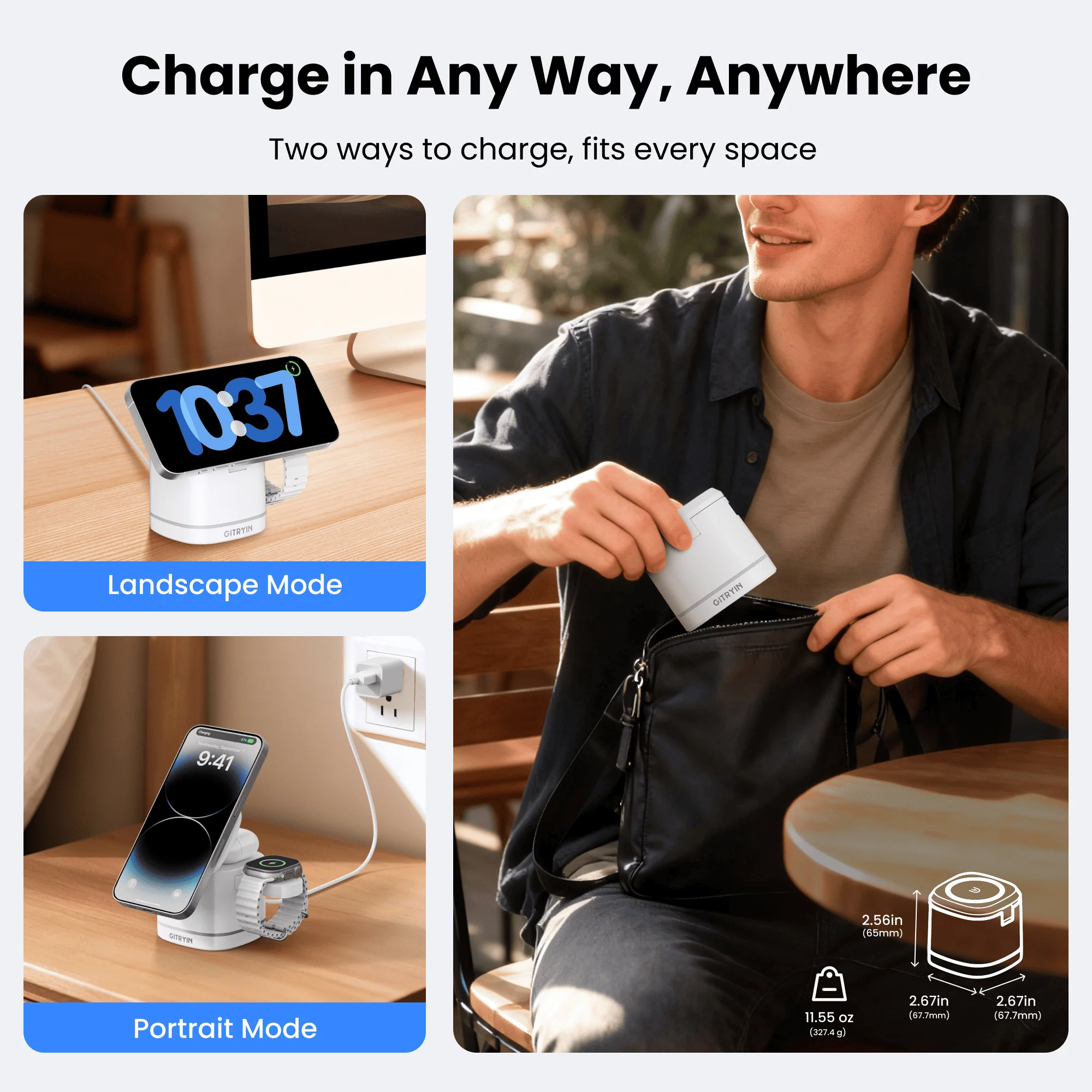 Gitryin Magnetic 3-in-1 Wireless Charging Station for 3C Devices - Image 3