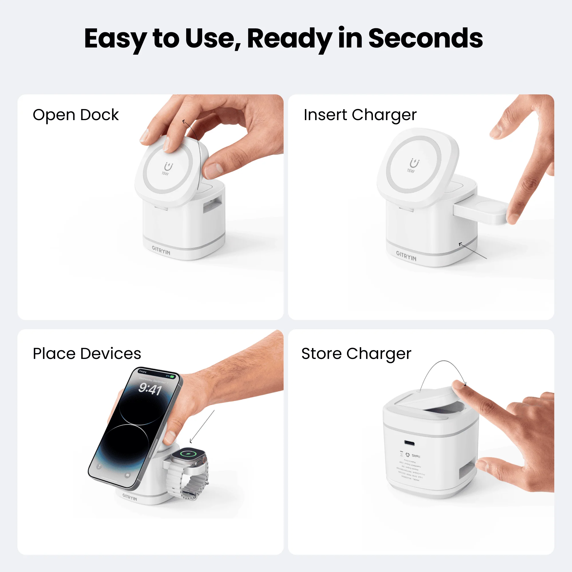 Gitryin Magnetic 3-in-1 Wireless Charging Station for 3C Devices - Image 8