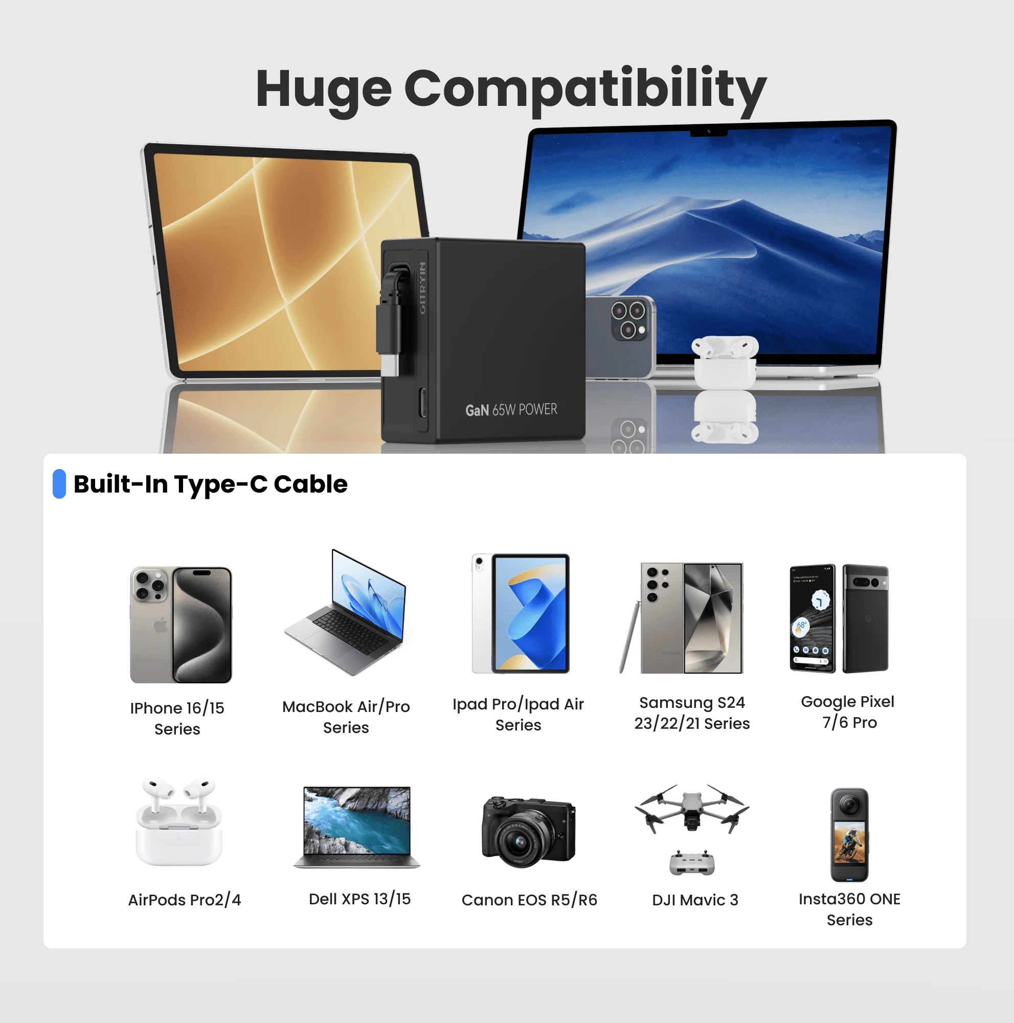 Gitryin Retractable 65W Fast Charger for 3C Devices - Image 18