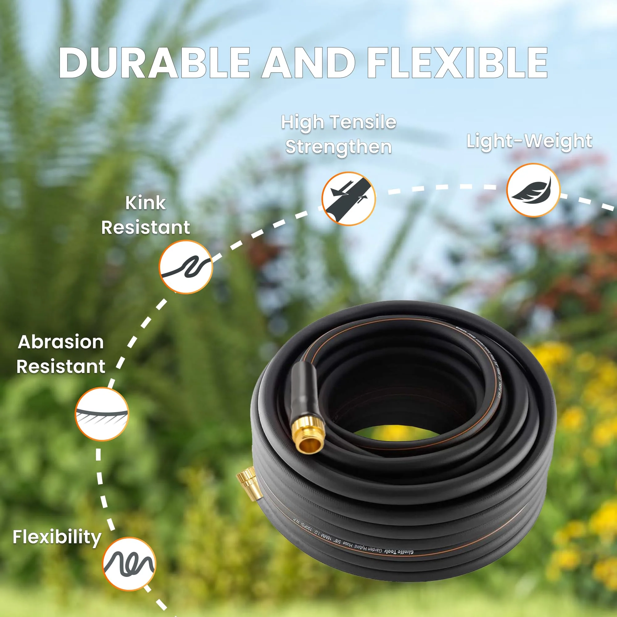 5/8" New Hybrid Garden Hose 10ft-100ft - Image 3
