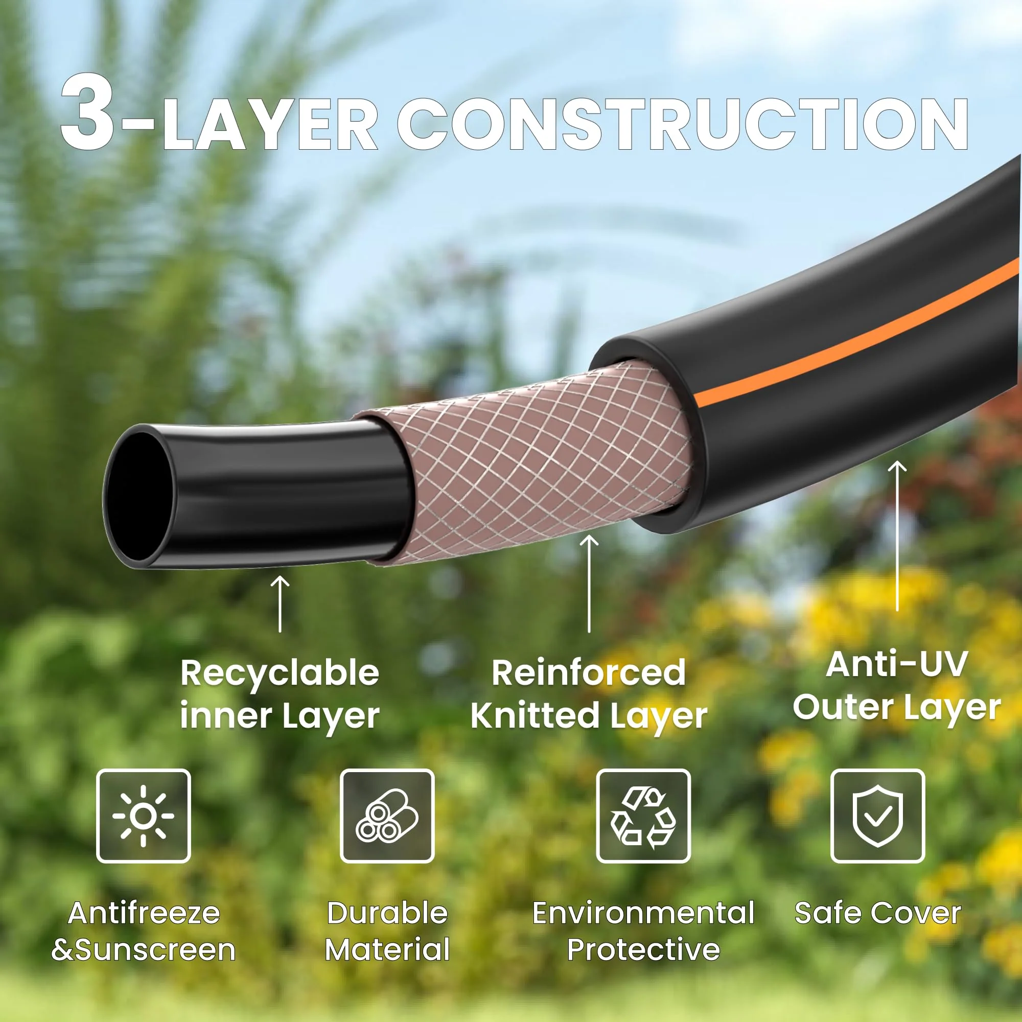 5/8" New Hybrid Garden Hose 10ft-100ft - Image 4
