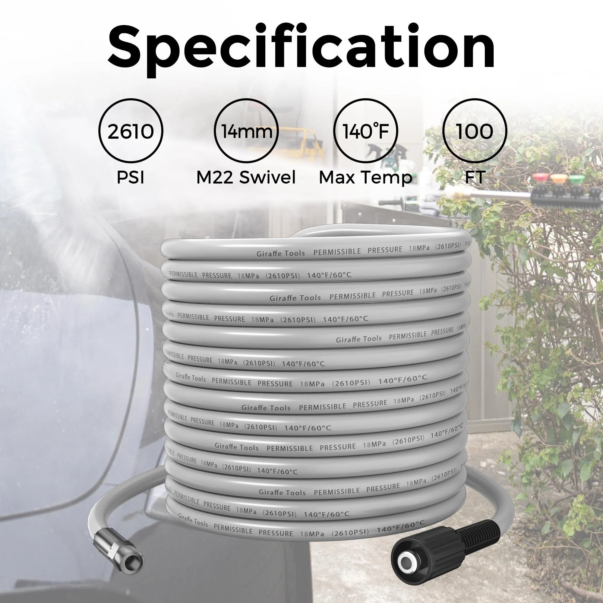 Pressure Washer Ultra-Soft Hose for Replacement - 100ft - Image 4
