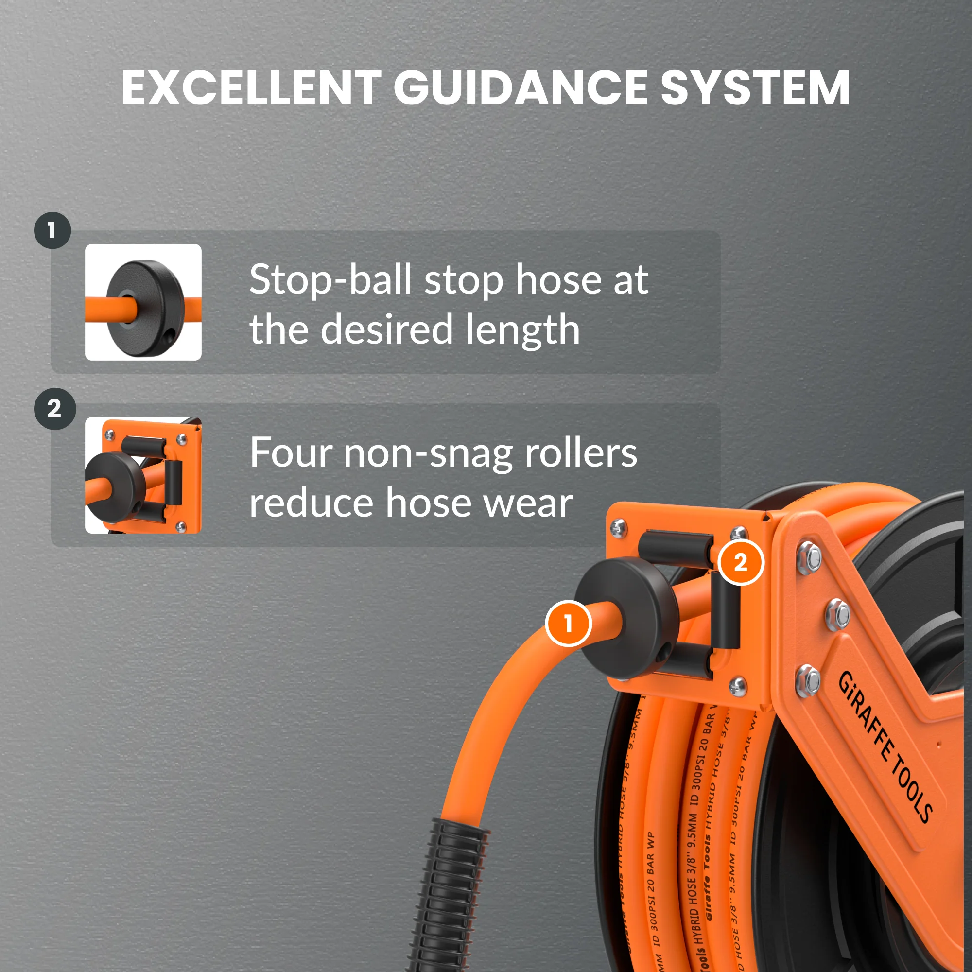 Retractable Air Hose Reel-Alloy Steel Reel-3/8in 25ft-50ft - Image 4