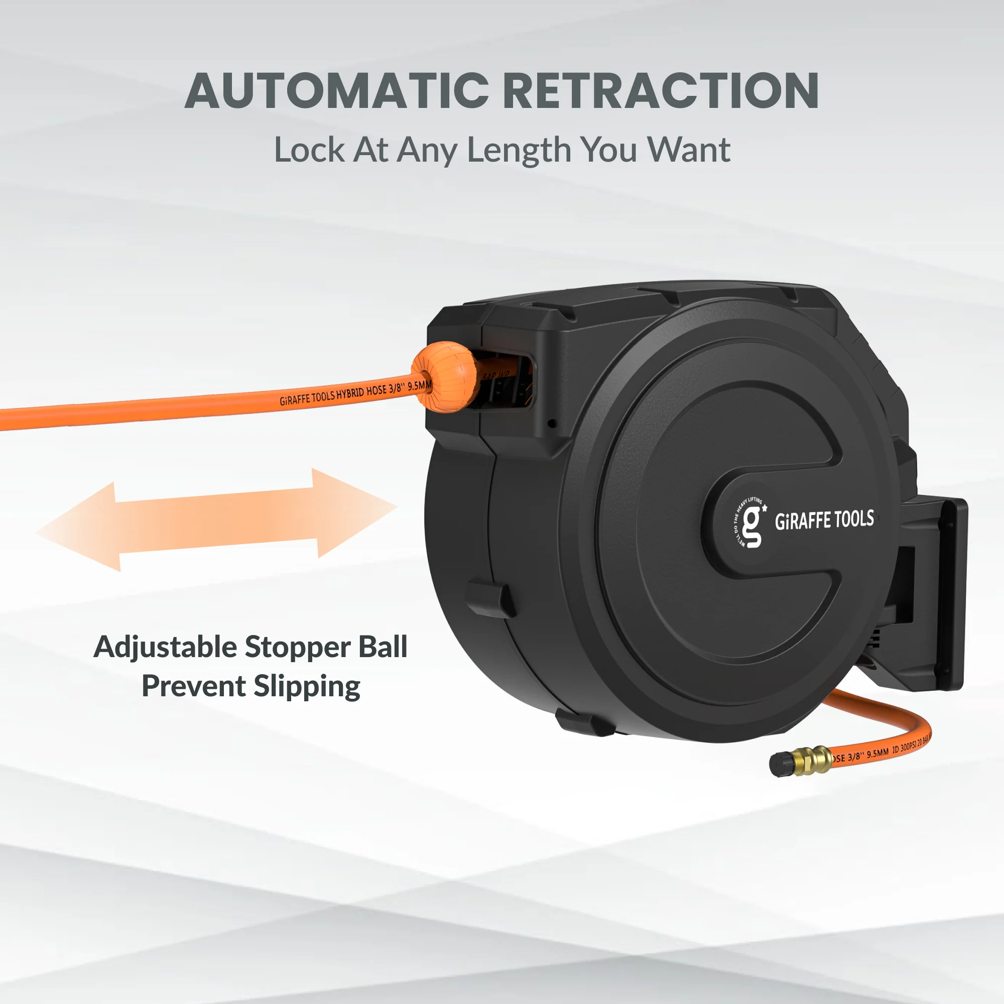 Retractable Air Hose Reel-PP Housing-3/8in-50ft - Image 3