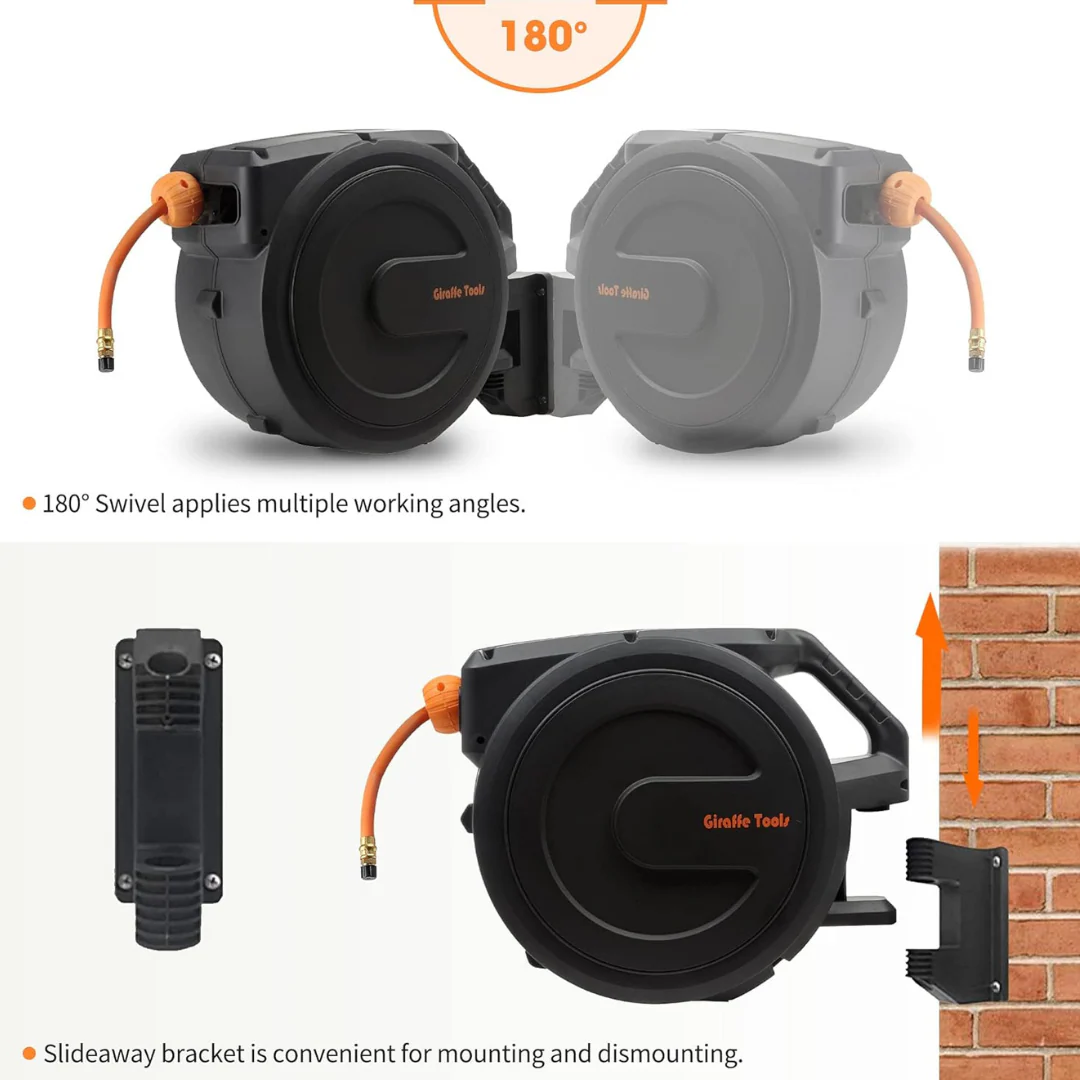 Retractable Air Hose Reel-PP Housing-3/8in-50ft - Image 4
