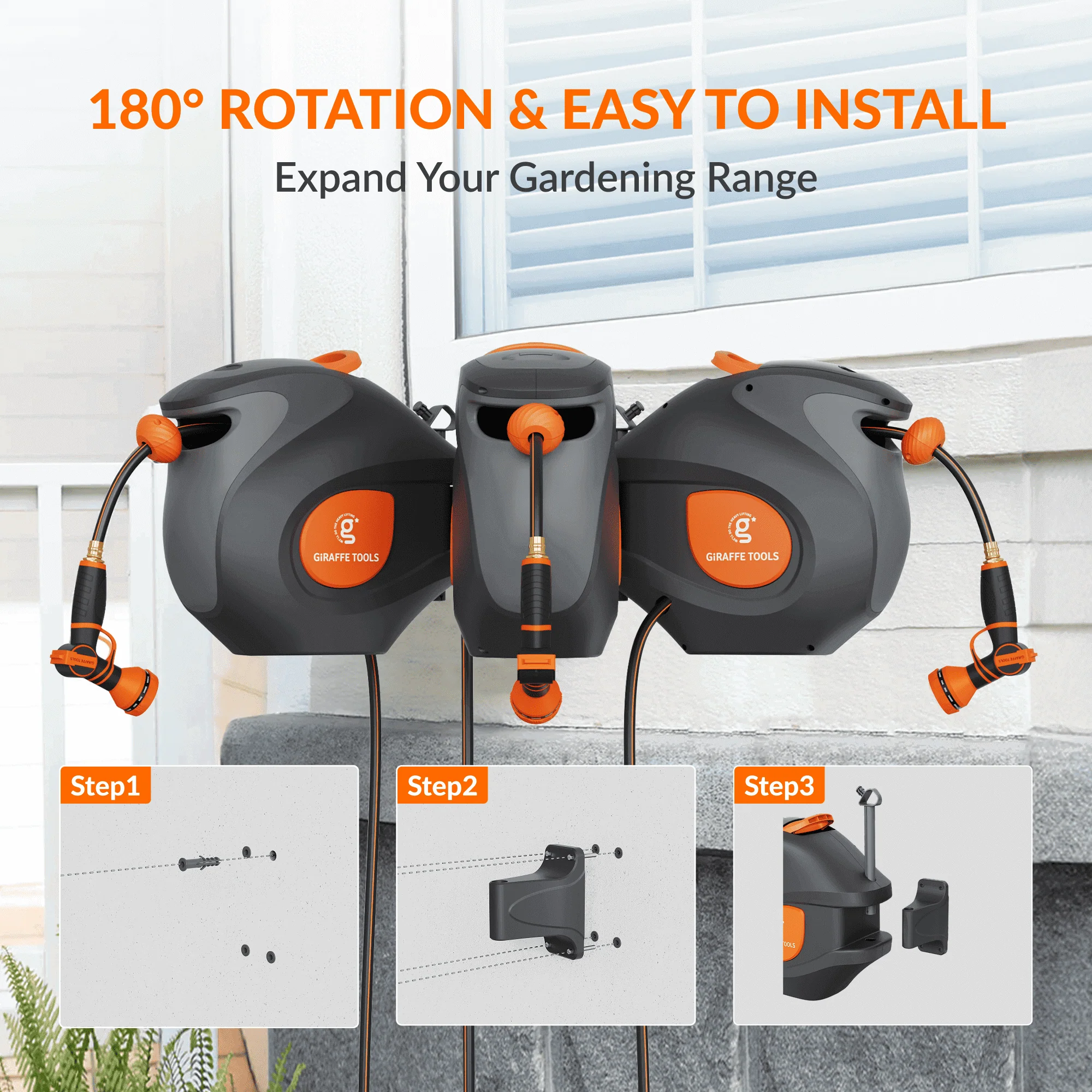 Retractable Garden Hose Reel-1/2in-100ft - Image 3