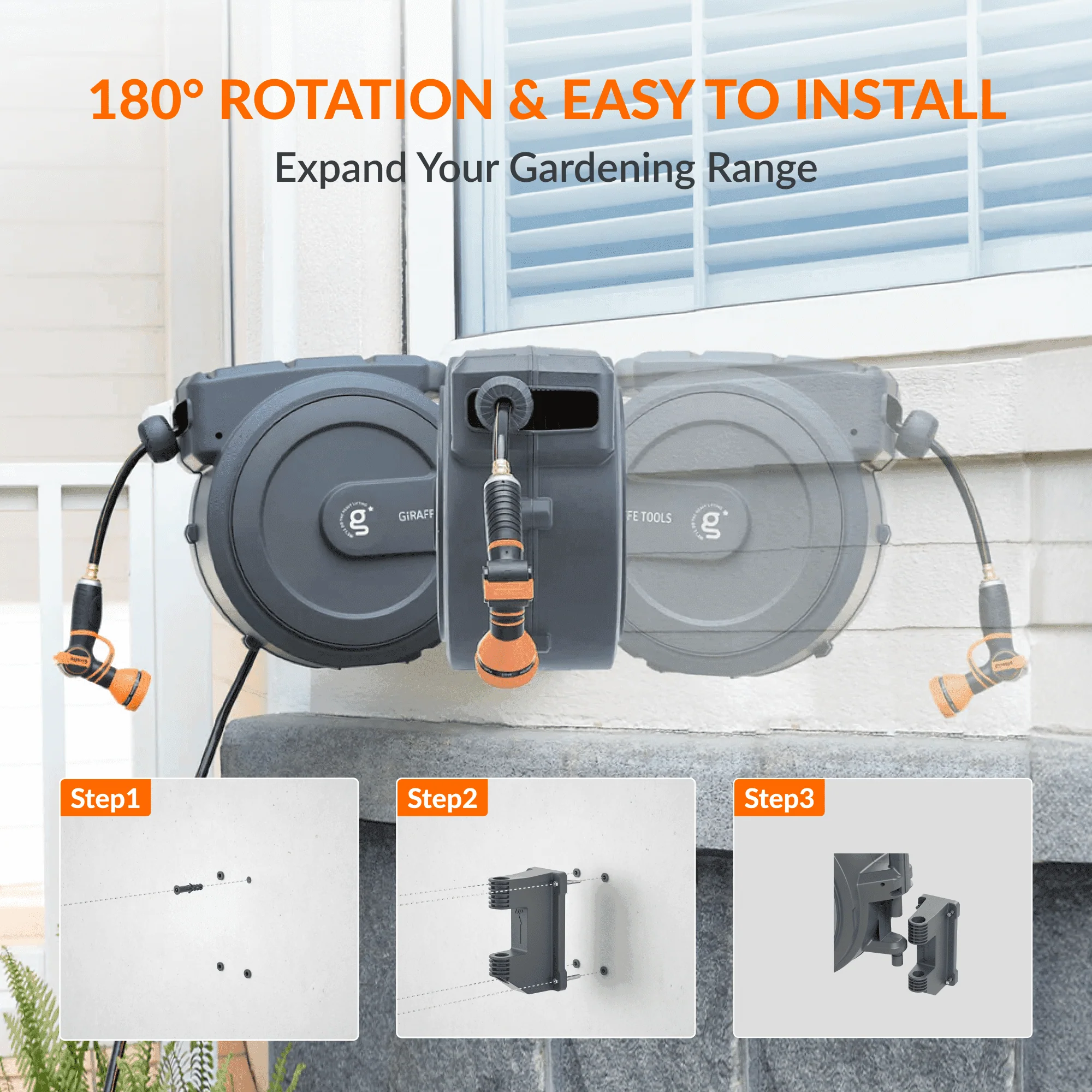 Retractable Garden Hose Reel-1/2in-155ft - Image 7