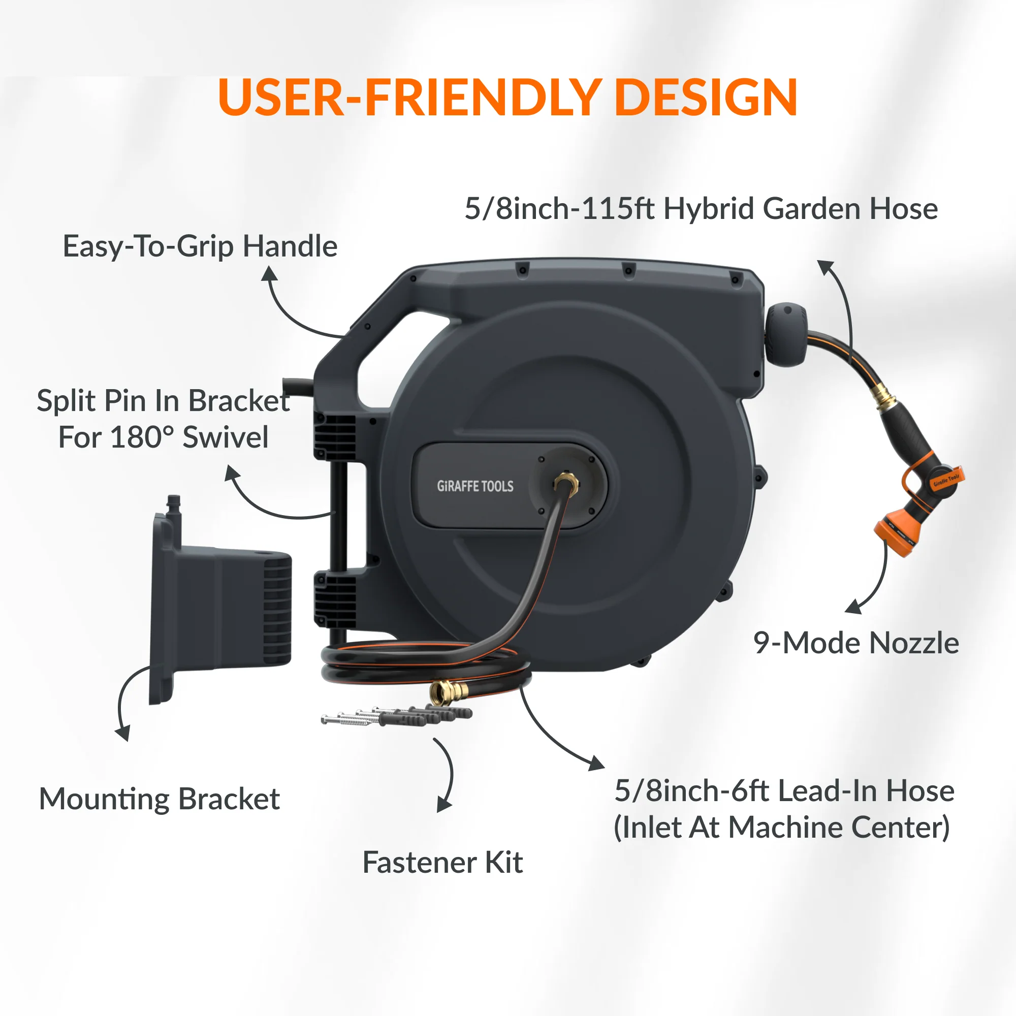 Retractable Garden Hose Reel-5/8 in-115ft - Image 11