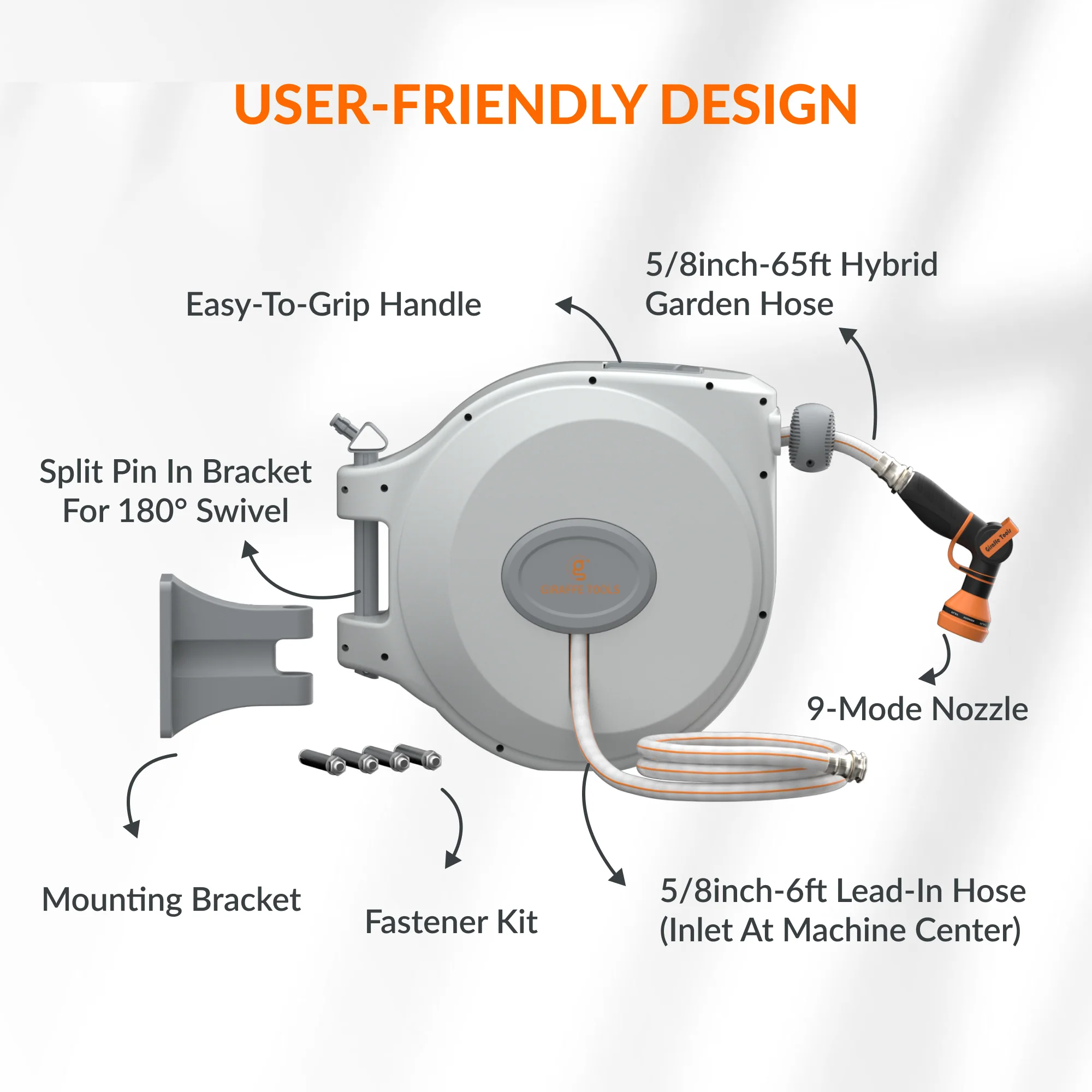 Retractable Garden Hose Reel-5/8 in-65ft - Image 7