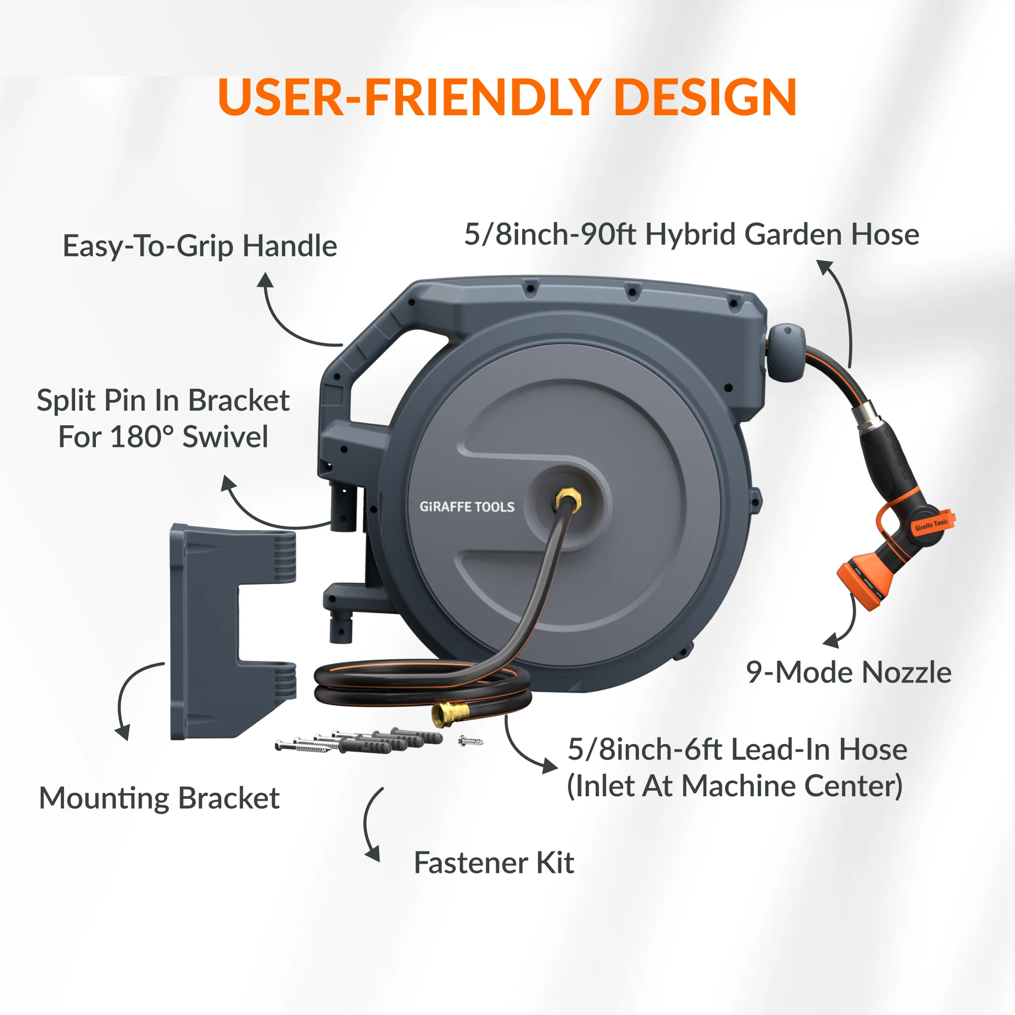 Retractable Garden Hose Reel-5/8in-90ft - Image 10