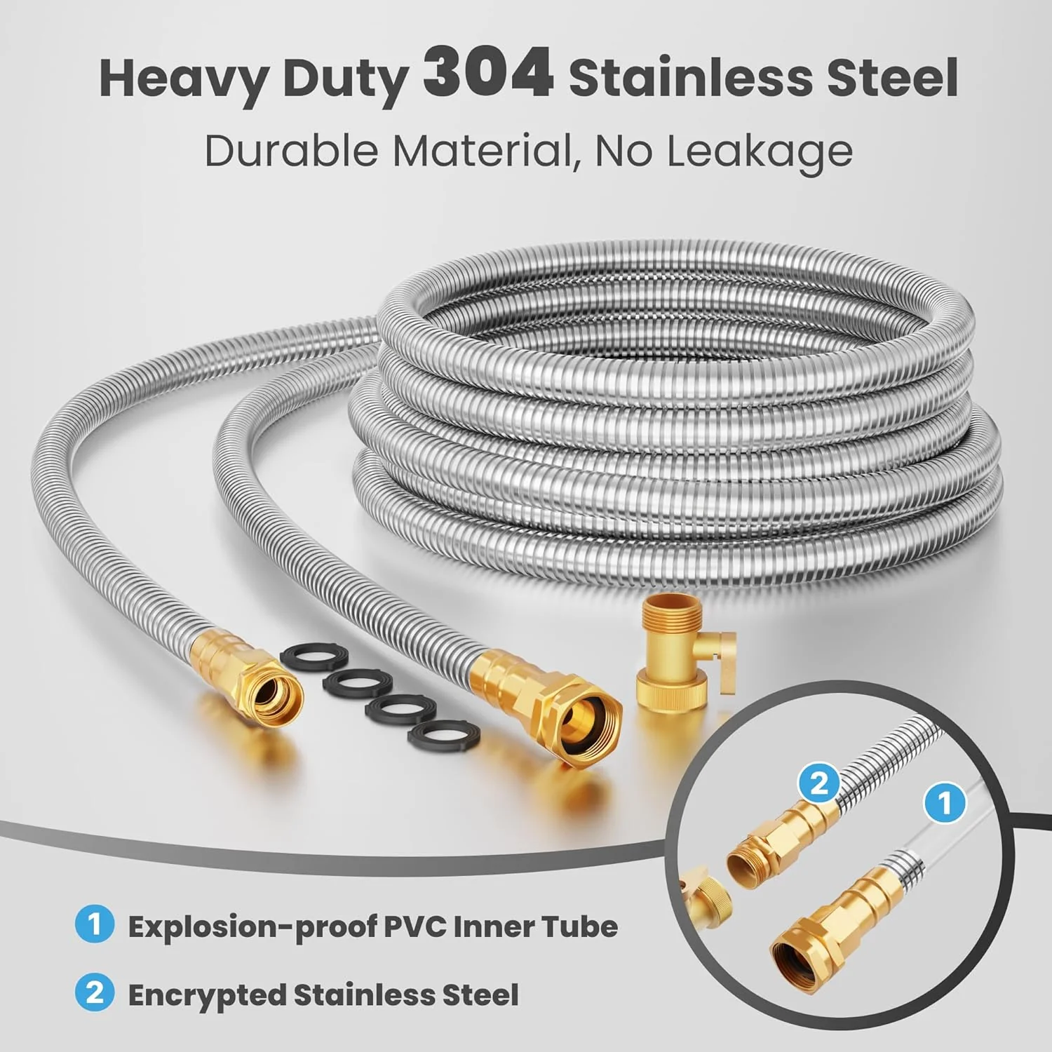 Stainless Steel Water Hose 25ft-100ft - Image 3