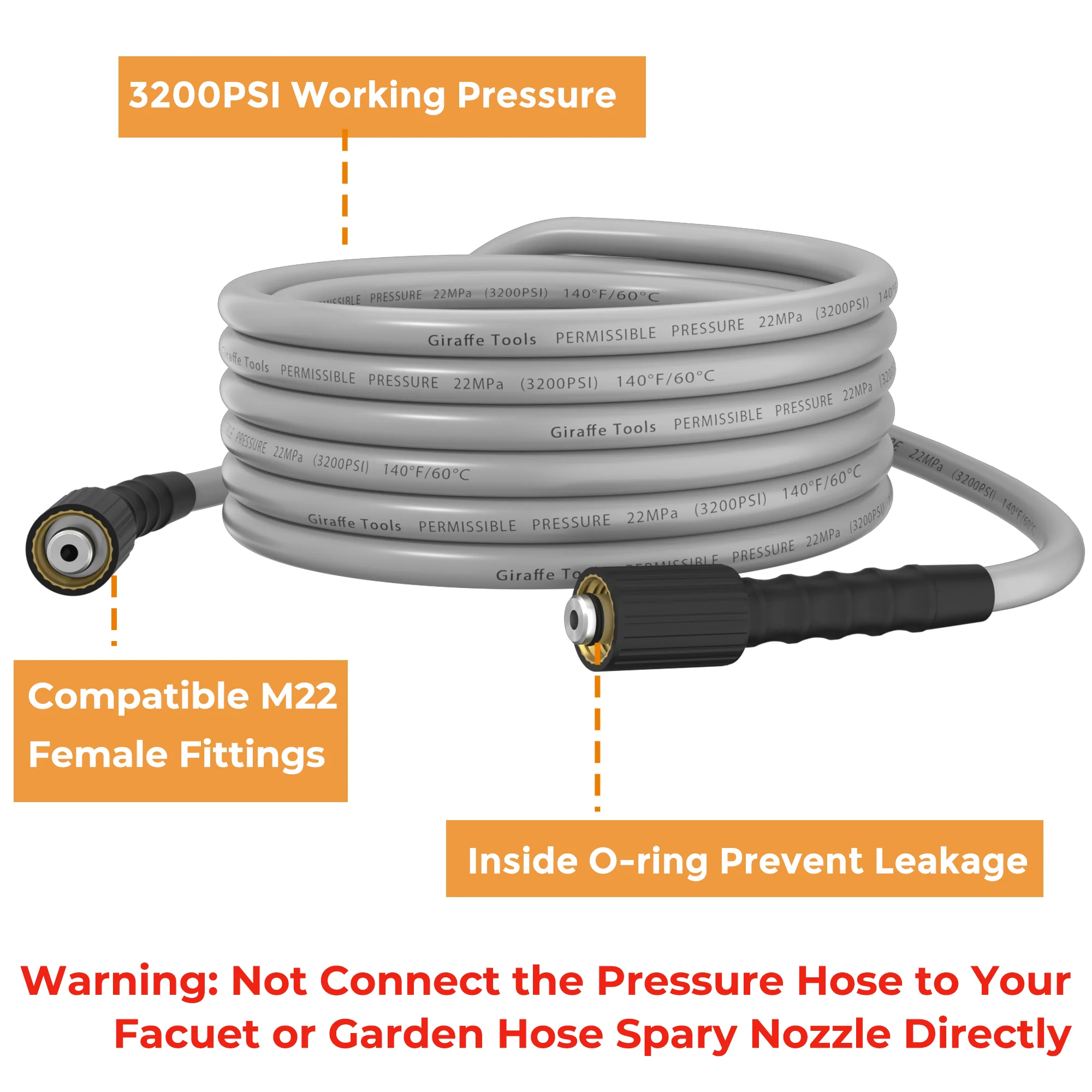 Super Flexible Power Washer Hose 25ft-100ft - Image 3